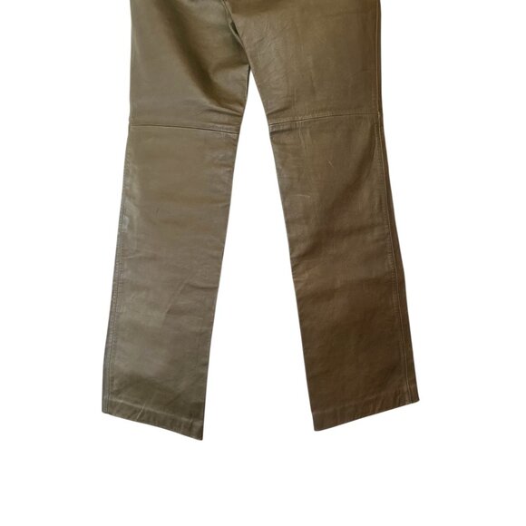 Vintage Gap Real Leather Bootcut Pants Women 10 Dark Green Western Cowgirl Grung - Picture 13 of 16